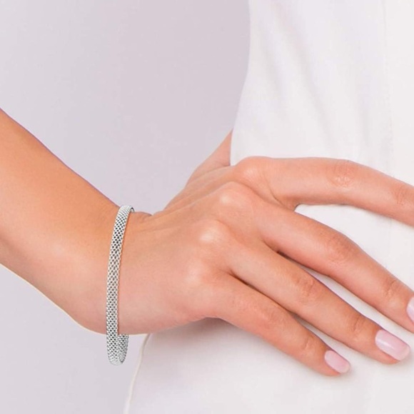 925 Sterling Silver Italian 5mm Mesh Link Bracelet - Picture 4 of 5